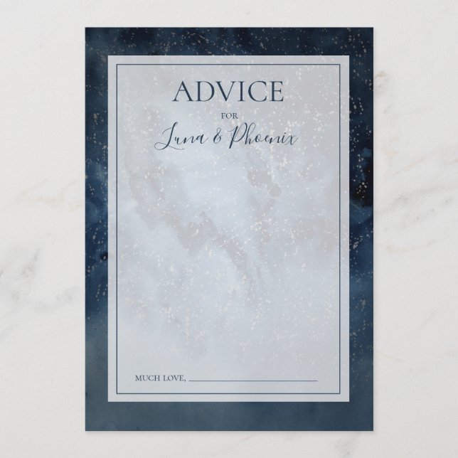 Celestial Night Sky With Frame Wedding Advice Card (Front)