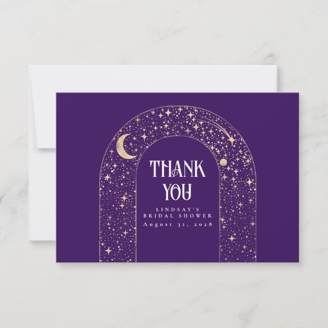 Celestial Night Stars Elegant Thank You Card (Front)