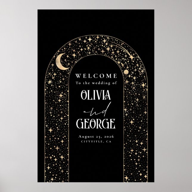 Celestial Night Stars Wedding Welcome Sign (Front)