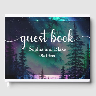 Celestial Northern Lights Wedding Guest Book