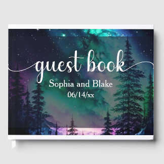 Celestial Northern Lights Wedding Guest Book