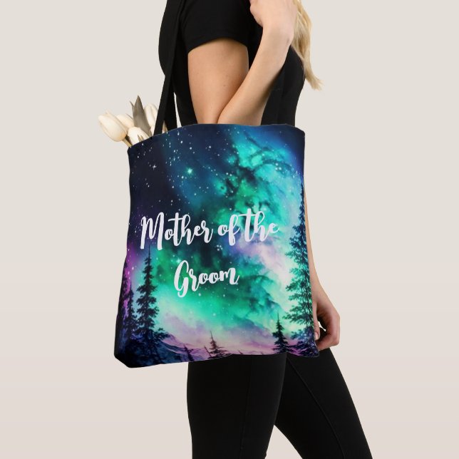 Celestial Northern Lights Wedding Tote Bag (Close Up)
