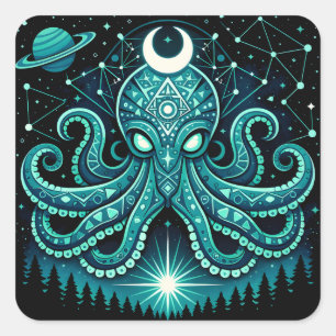 Celestial Octopus – Cosmic Intelligence Wildlife Square Sticker