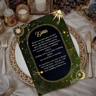 Celestial Olive Green Shooting Star Wedding Detail Enclosure Card