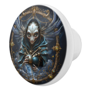 Celestial Oracle – Guardian Between the Stars.  Ceramic Knob