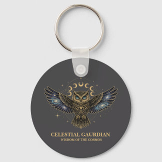 Celestial Owl Cosmic Guardian Keychain