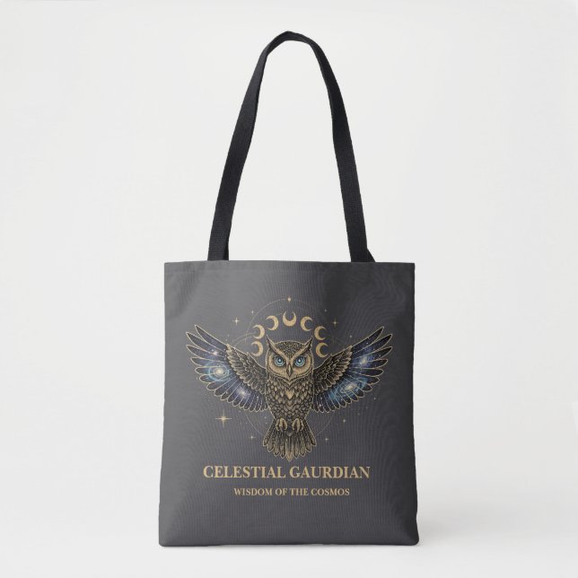 Celestial Owl Cosmic Guardian Tote Bag (Front)