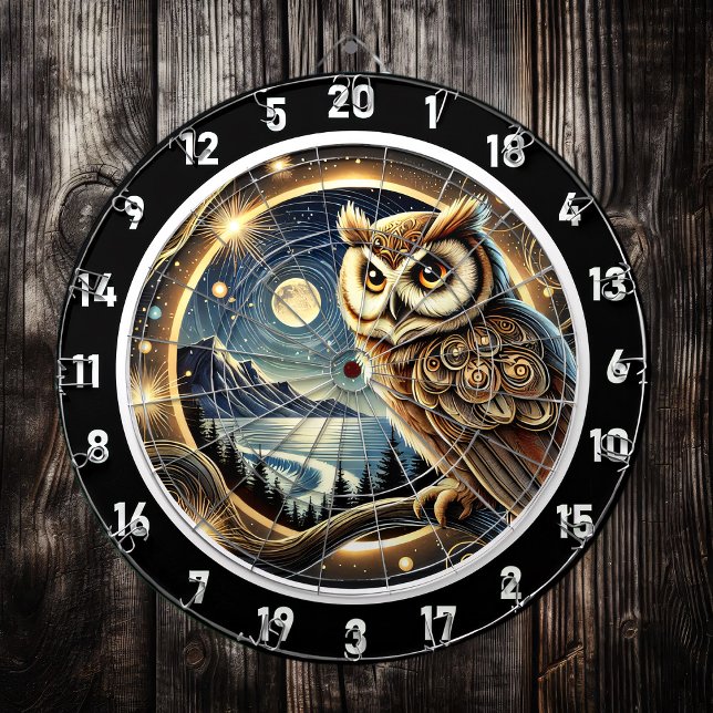 Celestial Owl Nightscape Art Dartboard (Creator Uploaded)