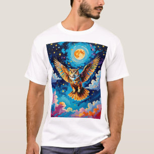  Celestial Owl T-Shirt Vintage Fantasy Sky Art