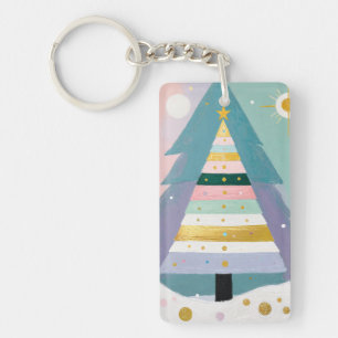 Celestial Pastel Christmas Tree Keychain