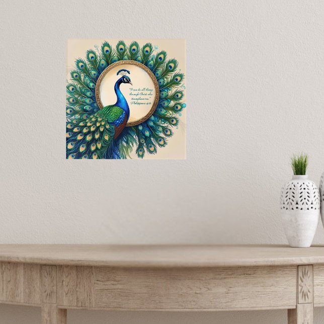 Celestial Peacock Bloom Bible Verse  Poster (Creator Uploaded)