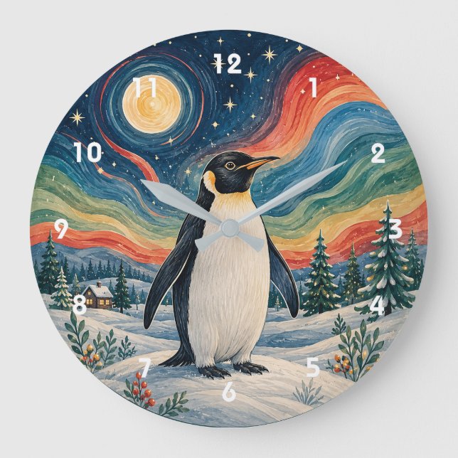 Celestial Penguin's Winter Solstice Large Clock (Front)