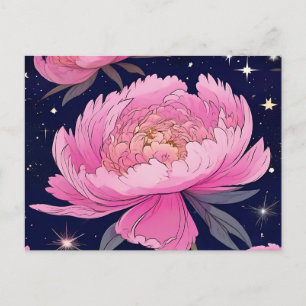 Celestial Peony A Starry Night Bloom Postcard