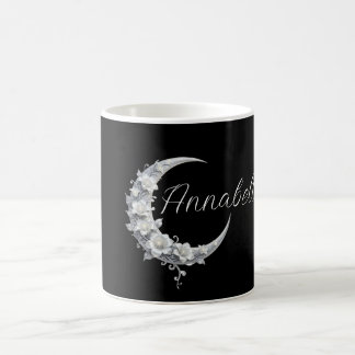 Celestial Personalized Moon Goddess Name on Black Coffee Mug