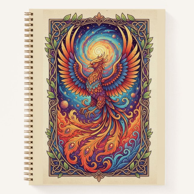 Celestial Phoenix Rebirth Zen tangle Galaxy Notebook (Front)