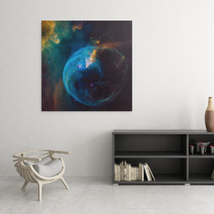 Celestial Photo Teal and Aqua Bubble Nebula Canvas Print