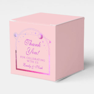 Celestial Pink Purple Sun Moon Stars Wedding Favor Box