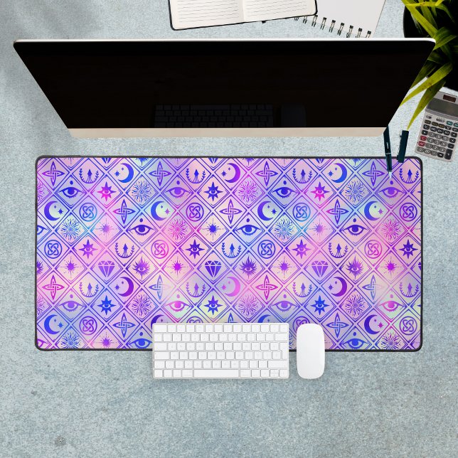 Celestial Pink Purple Tarot Pattern Custom Name Desk Mat (Celestial Pink Purple Tarot Pattern Custom Name Desk Mat
)