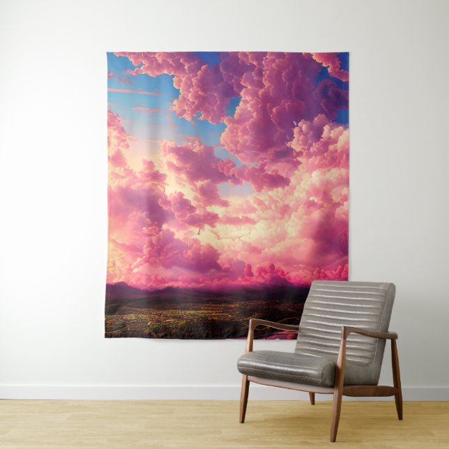 Celestial Pink Sky Tapestry (In Situ)