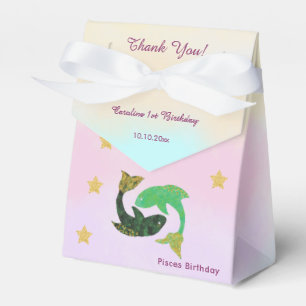 Celestial Pisces Watercolor   1st Birthday Favor Box