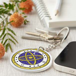Celestial Pocket Watch Vector Graphic with Golden Keychain