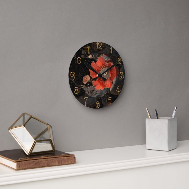 Celestial Poppies Round Clock (Office)