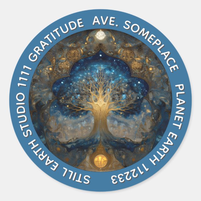 Celestial Portal | Tree of Life Classic Round Sticker (Front)