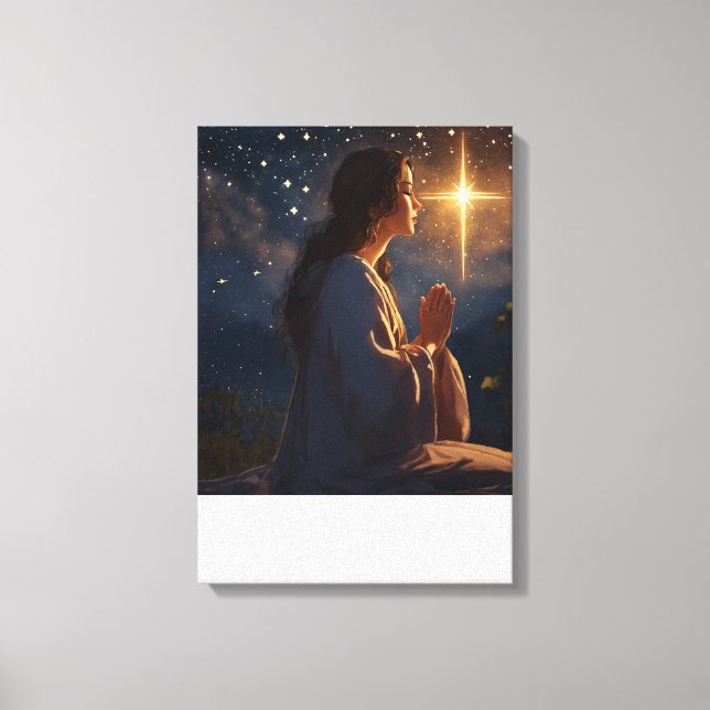 Celestial Prayer: Spiritual Night Sky Canvas Art" (Front)