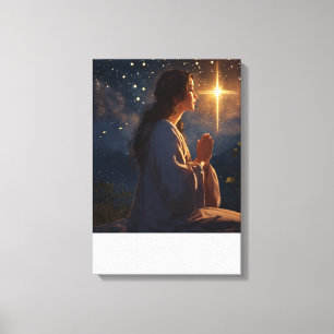 Celestial Prayer: Spiritual Night Sky Canvas Art" Print