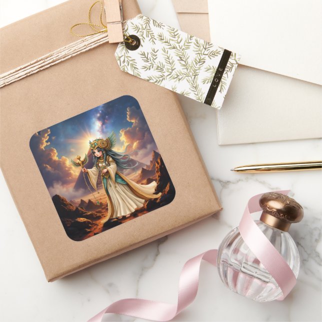 Celestial Priestess of the Golden Pyramid. Square Sticker (Gifting)