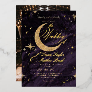 Celestial Purple and Gold Foil Wedding 
