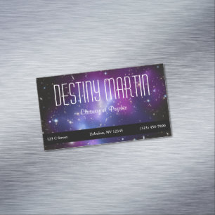 Celestial Purple Galaxy Cluster Space Photo Magnetic Business Card