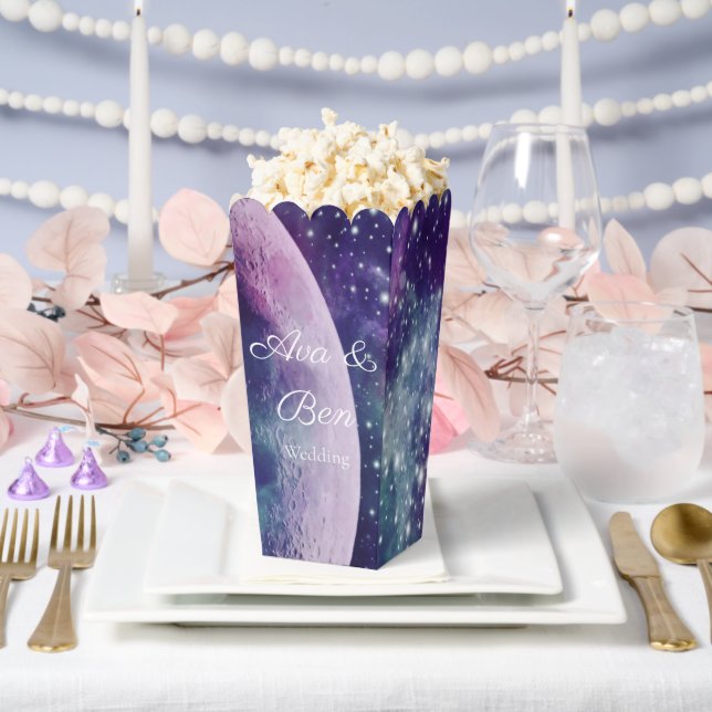 Celestial Purple Galaxy Moon Wedding  Favor Box (Wedding)