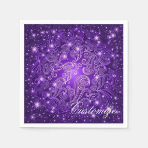 Celestial Purple Swirls & Stars Napkins