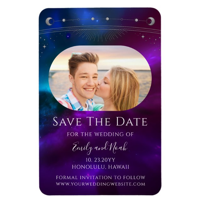 Celestial Purple Teal Sun Moon Magnet (Vertical)
