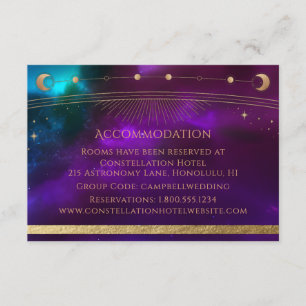 Celestial Purple Teal Sun Moon Stars Accommodation Enclosure Card