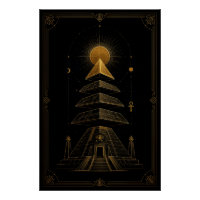 Celestial Pyramid Temple in Black and Gold Poster