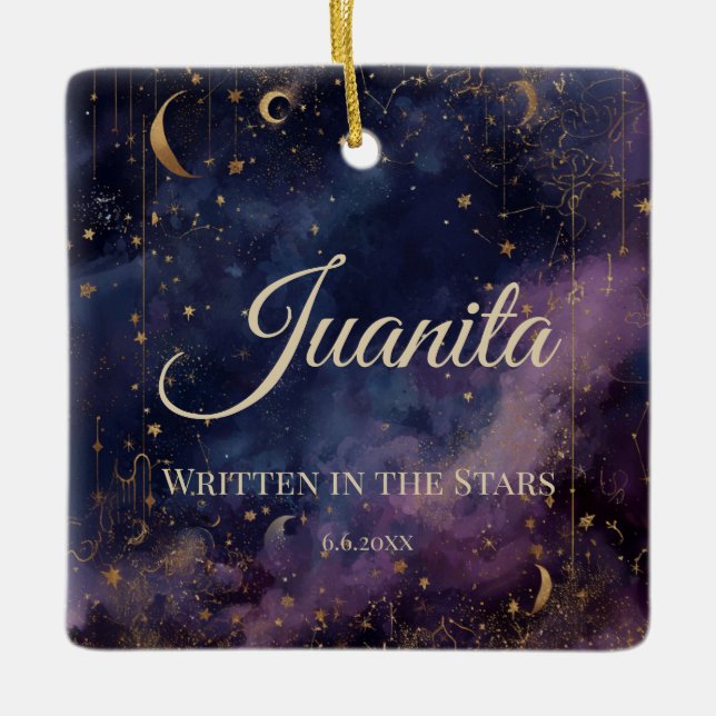 Celestial Quinceañera, custom Ceramic Ornament (Front)