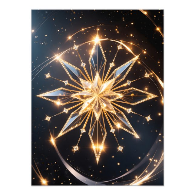 Celestial Radiance – Golden Starburst Glow Poster (Front)