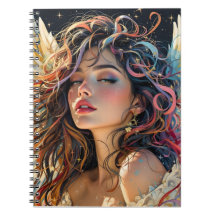 Celestial Radiance – Rainbow Winged Angel Portrait