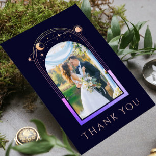 Celestial Rainbow Wedding Photo Thank You Card