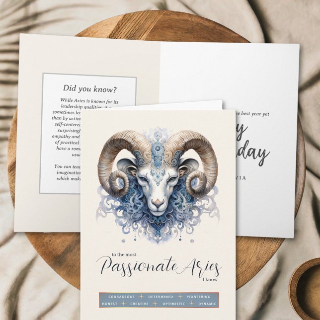 Celestial Ram Fantasy Zodiac Symbol Aries Birthday Card (Creator Uploaded)