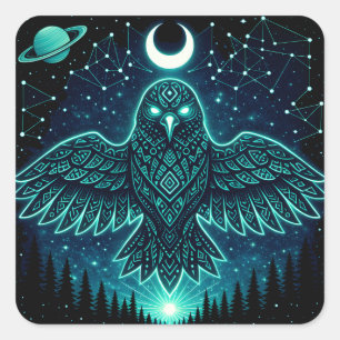 Celestial Raven – Cosmic Messenger Wildlife Galaxy Square Sticker