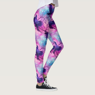 Celestial Raven Galaxy Pastel Halloween Pattern Leggings