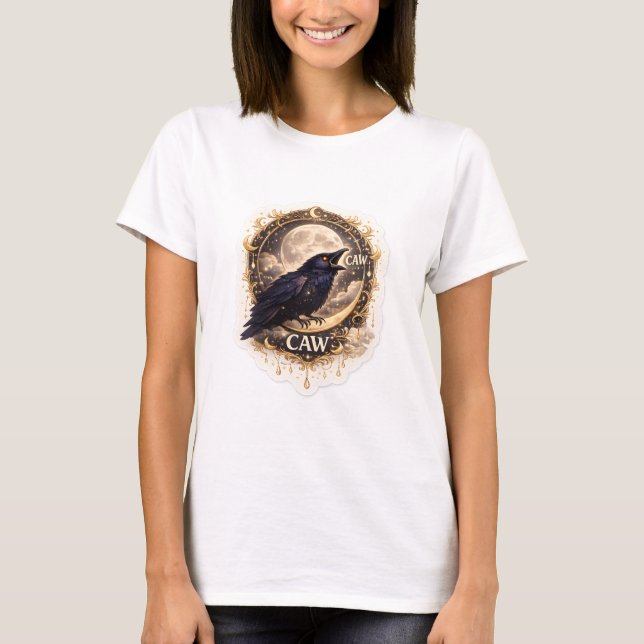 Celestial Raven Moon Gothic Night Nature Vibes T-Shirt (Front)