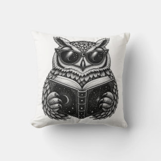 Celestial Reading Owl  Throw Pillow