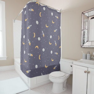 Celestial Rocket Moon Stars Planet Pattern
