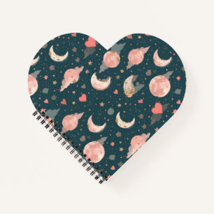 Celestial Romance Dreamy Moon & Stars Valentine Se Notebook