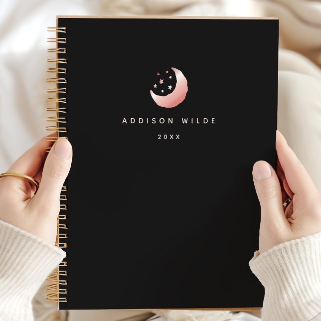 Celestial Rose Gold Crescent Moon Stars Logo Planner (Creator Uploaded)