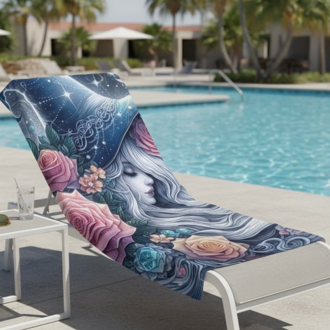 Celestial Rose Witch Dreamscape Beach Towel (Creator Uploaded)
